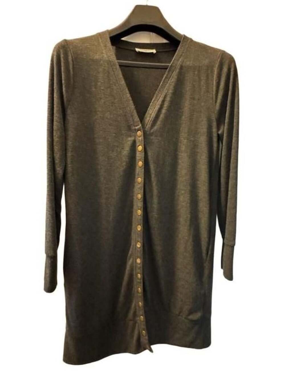 Zenana Dark Gray Long Sleeve V-Neck Snap Button Cardigan Sweater Women's Size XL